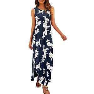 Hount Women's Casual Summer Sleeveless Dress Loose Split Maxi Dresses with Pockets